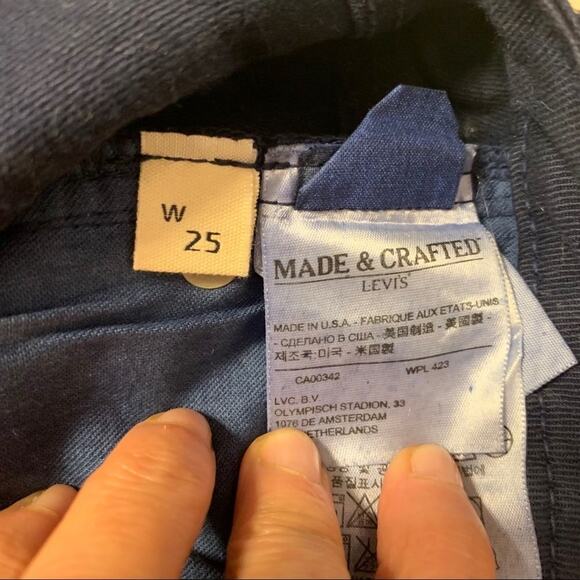 LEVIS MADE & CRAFTED NAVY BLUE GLAZED COTTON JEANS 25 - Picture 5 of 8